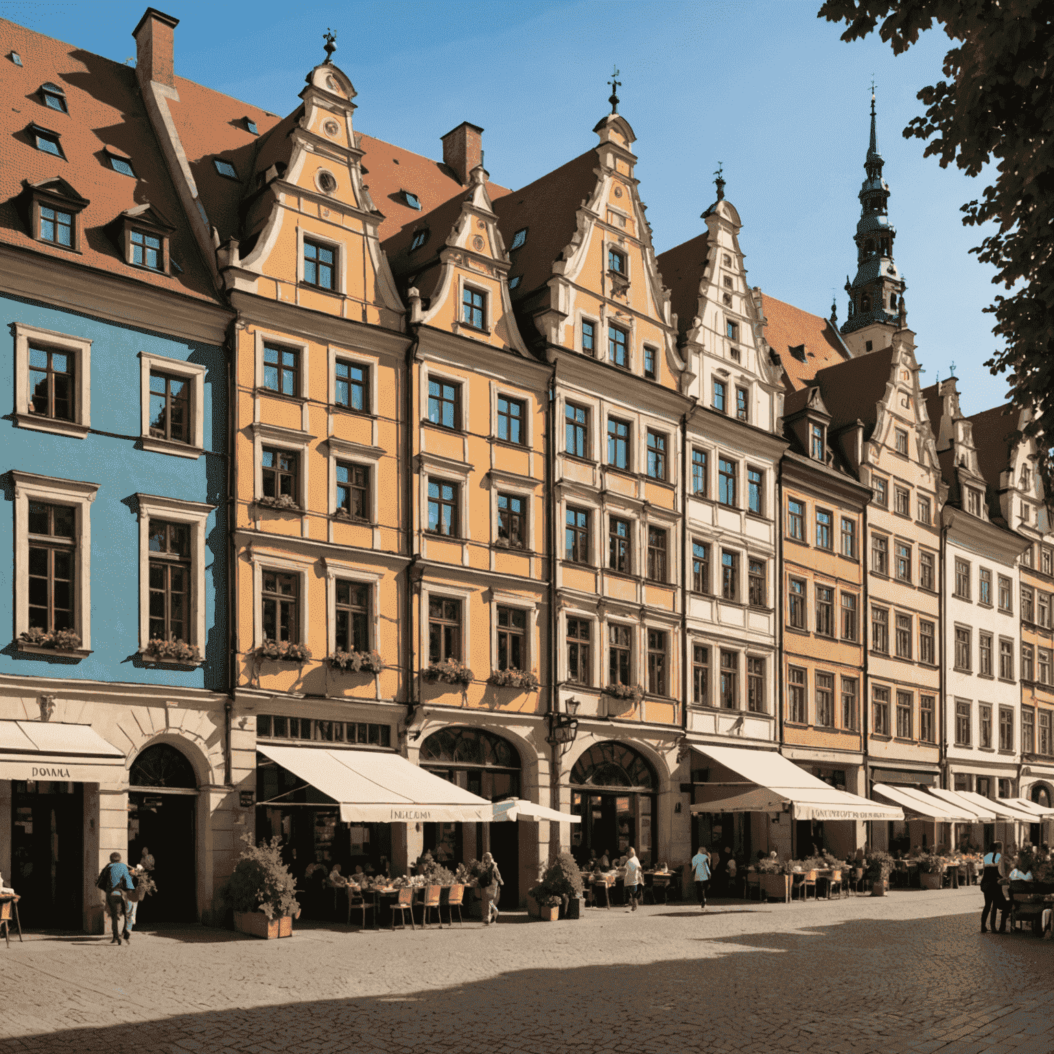 Rynek we Wrocławiu z kolorowymi kamienicami i ratuszem