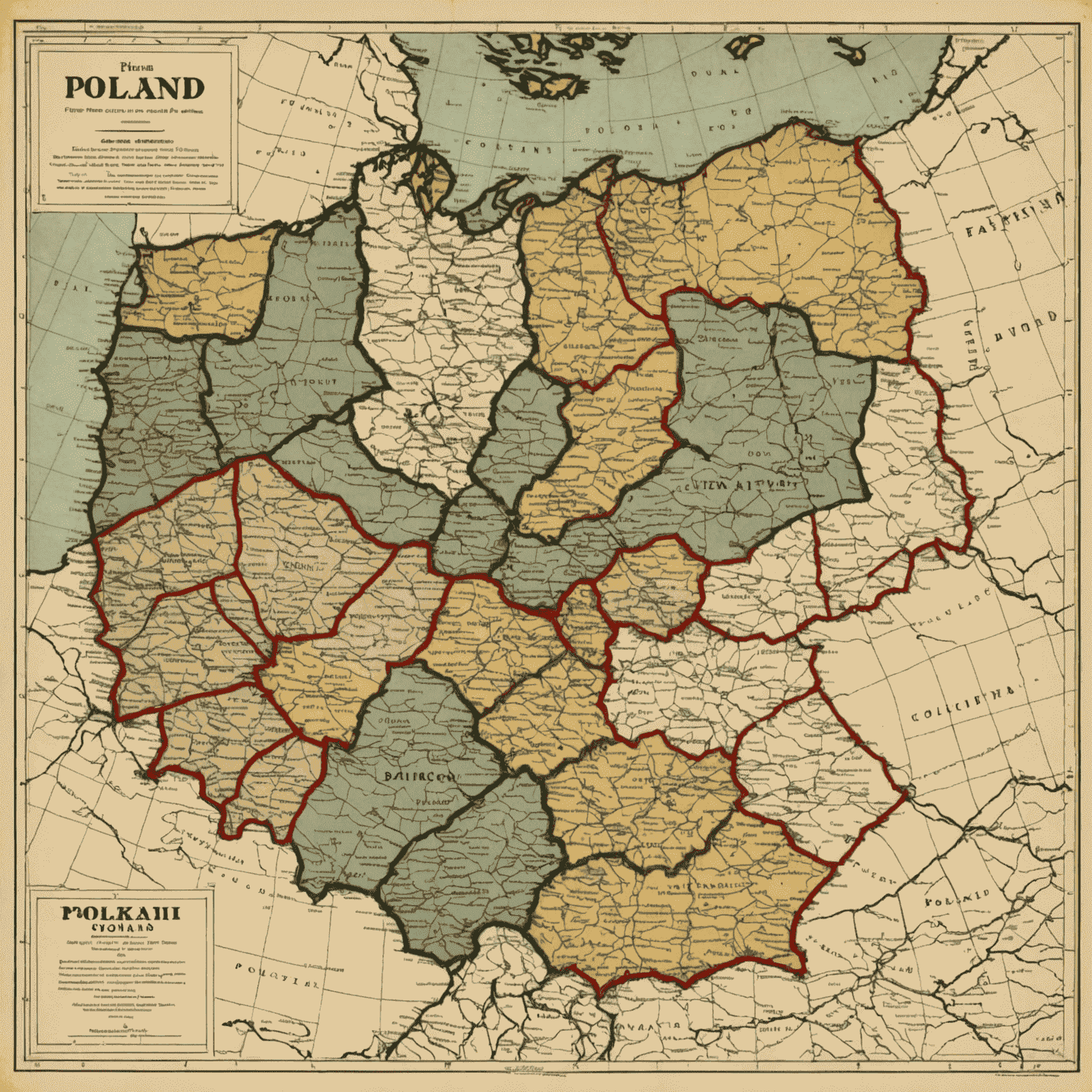 Mapa przedstawiająca podział Polski między trzech zaborców, z zaznaczonymi granicami rozbiorowymi